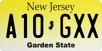 NJ license plate A10GXX