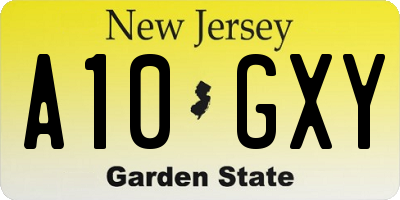 NJ license plate A10GXY