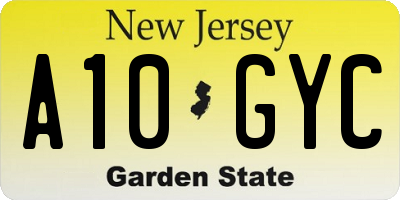 NJ license plate A10GYC