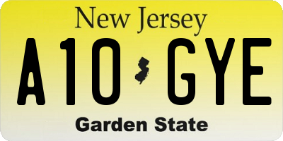 NJ license plate A10GYE