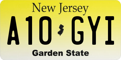 NJ license plate A10GYI