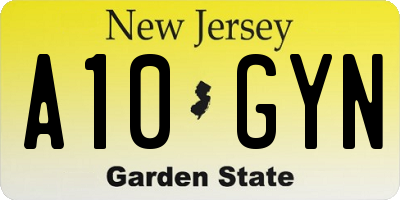 NJ license plate A10GYN