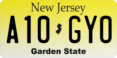 NJ license plate A10GYO