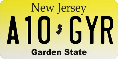 NJ license plate A10GYR