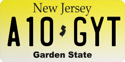 NJ license plate A10GYT