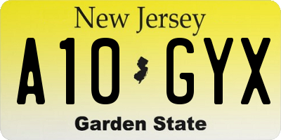 NJ license plate A10GYX