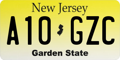 NJ license plate A10GZC