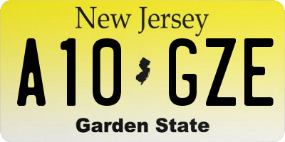 NJ license plate A10GZE