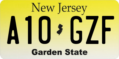 NJ license plate A10GZF