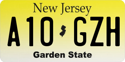 NJ license plate A10GZH