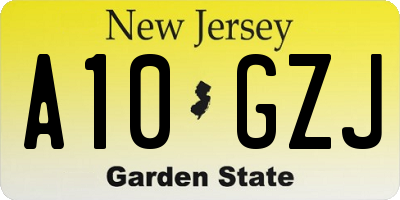 NJ license plate A10GZJ