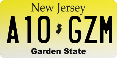 NJ license plate A10GZM