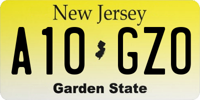 NJ license plate A10GZO