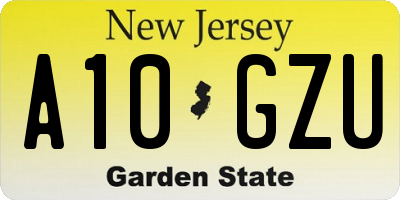 NJ license plate A10GZU
