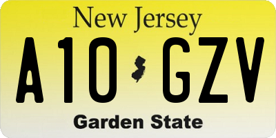 NJ license plate A10GZV