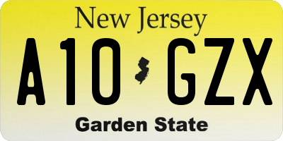 NJ license plate A10GZX