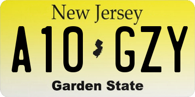 NJ license plate A10GZY