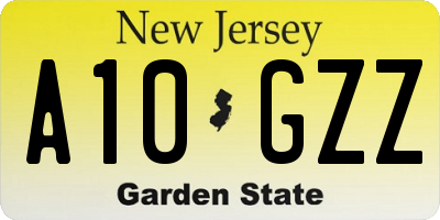 NJ license plate A10GZZ