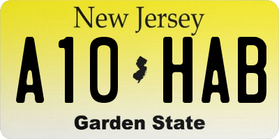 NJ license plate A10HAB