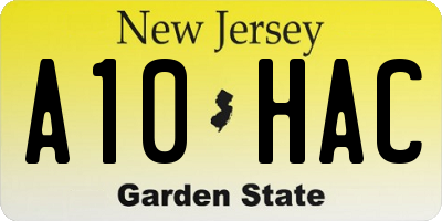 NJ license plate A10HAC