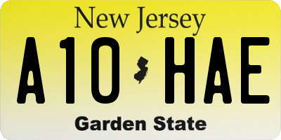 NJ license plate A10HAE