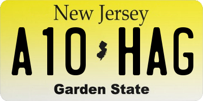 NJ license plate A10HAG