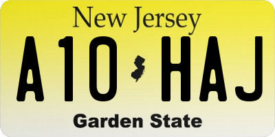 NJ license plate A10HAJ