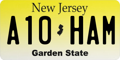 NJ license plate A10HAM