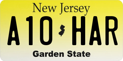 NJ license plate A10HAR