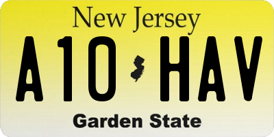 NJ license plate A10HAV