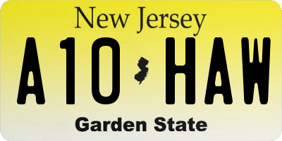 NJ license plate A10HAW