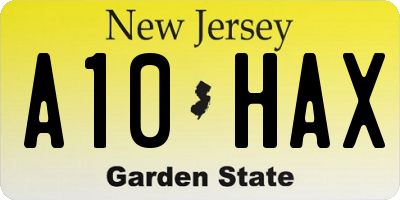 NJ license plate A10HAX