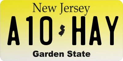 NJ license plate A10HAY