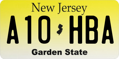 NJ license plate A10HBA