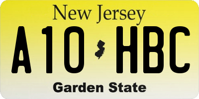 NJ license plate A10HBC
