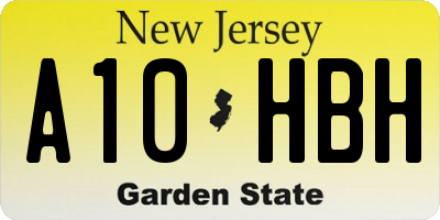 NJ license plate A10HBH