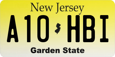 NJ license plate A10HBI