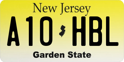 NJ license plate A10HBL