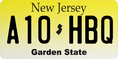 NJ license plate A10HBQ
