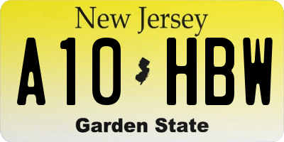 NJ license plate A10HBW