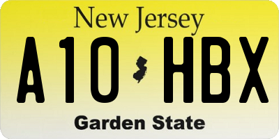 NJ license plate A10HBX