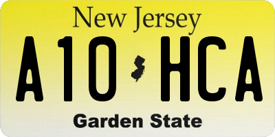 NJ license plate A10HCA