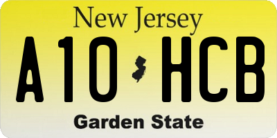 NJ license plate A10HCB