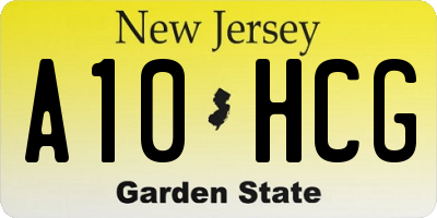 NJ license plate A10HCG