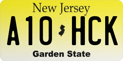 NJ license plate A10HCK