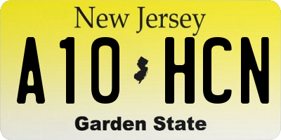 NJ license plate A10HCN