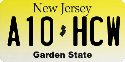 NJ license plate A10HCW