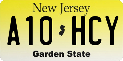 NJ license plate A10HCY