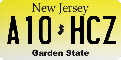 NJ license plate A10HCZ