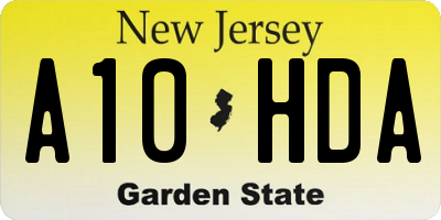 NJ license plate A10HDA
